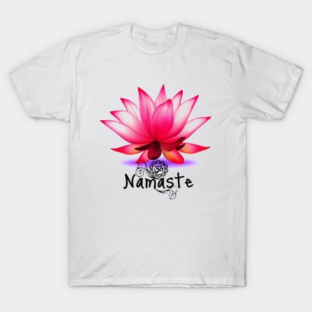 Lotus Flower Namaste T-Shirt by elnidodesignart
